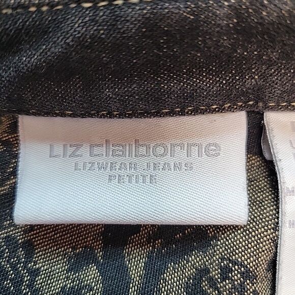 Liz Claiborne Womens Black Denim Jacket Size Petite Small Lizwear - Picture 8 of 11